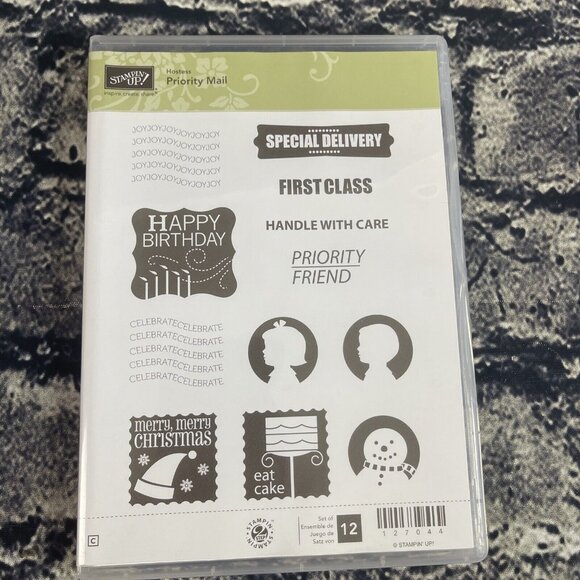 Stampin' Up PRIORITY MAIL  12-Pc 2-Step Stamp Set Rubber 127044 HOSTESS SET - Picture 1 of 9